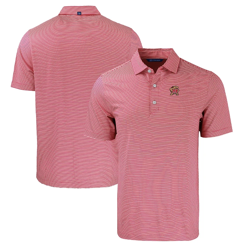 Men's Cutter & Buck Red/White Maryland Terrapins Big Tall Forge Eco Double Stripe Stretch Recycled Polo