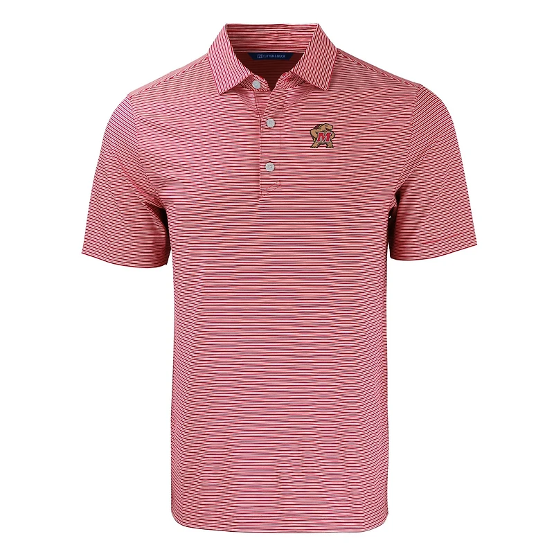 Men's Cutter & Buck Red/White Maryland Terrapins Big Tall Forge Eco Double Stripe Stretch Recycled Polo