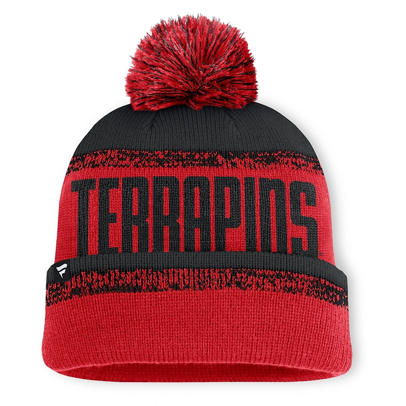 Men's Fanatics Red/Black Maryland Terrapins Thrive Cuffed Knit Hat with Pom