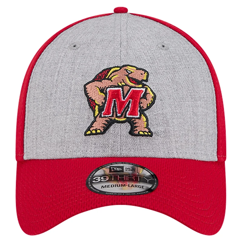 Men's New Era Heather Gray/Red Maryland Terrapins Two-Tone 39THIRTY Flex Hat