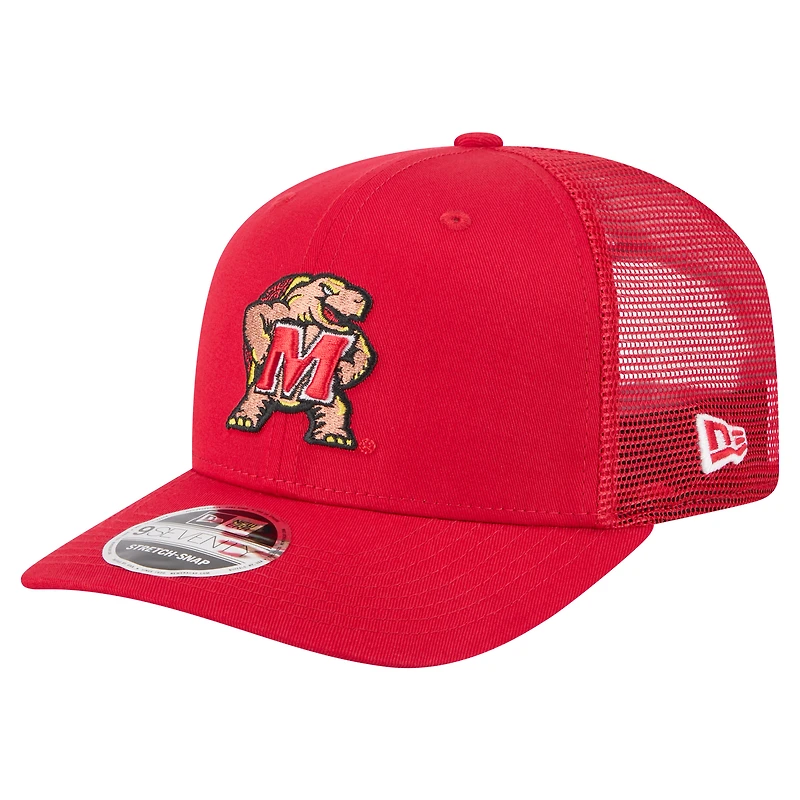 Men's New Era Red Maryland Terrapins Primary 9SEVENTY Trucker Stretch-Snap Hat