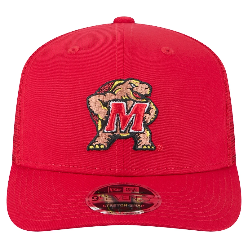 Men's New Era Red Maryland Terrapins Primary 9SEVENTY Trucker Stretch-Snap Hat