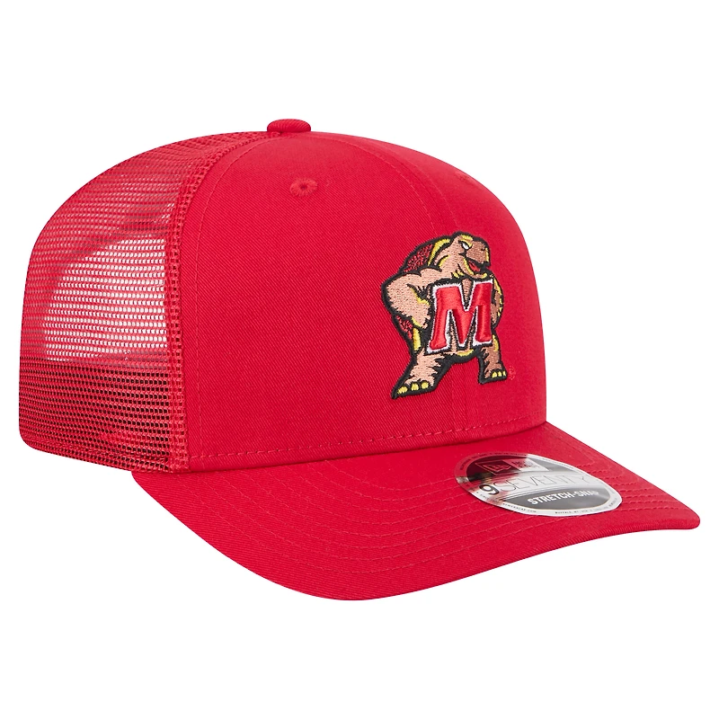 Men's New Era Red Maryland Terrapins Primary 9SEVENTY Trucker Stretch-Snap Hat