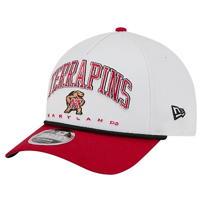 Men's New Era White/Red Maryland Terrapins Arch Two-Tone Rope 9FORTY A-Frame M-Crown Adjustable Hat