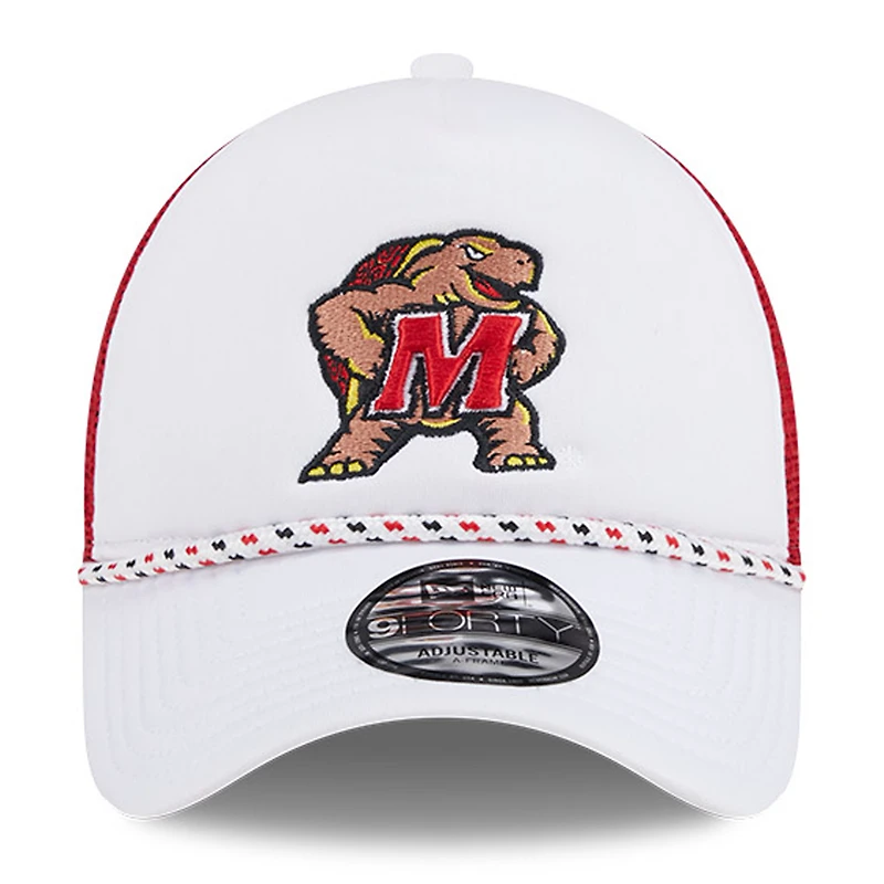 Men's New Era White/Red Maryland Terrapins Court Sport Foam A-Frame 9FORTY Adjustable Trucker Hat