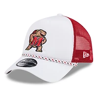 Men's New Era White/Red Maryland Terrapins Court Sport Foam A-Frame 9FORTY Adjustable Trucker Hat