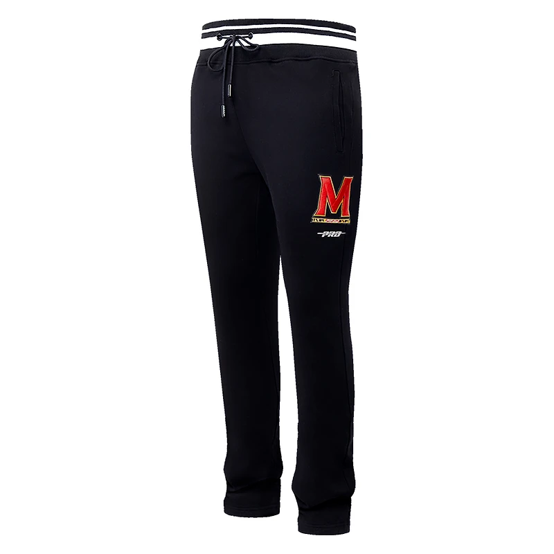Pantalon de survêtement en polaire Pro Standard noir Maryland Terrapins Script Tail pour hommes