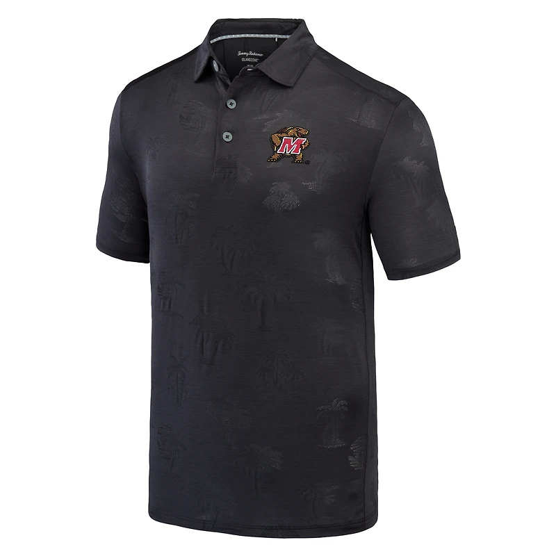 Men's Tommy Bahama Black Maryland Terrapins Sport Palm Coast Palmera IslandZone Polo