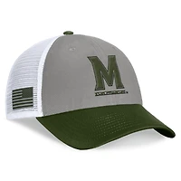 Men's Top of the World Gray/Green Maryland Terrapins OHT Military Appreciation Badge Trucker Adjustable Hat