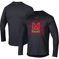 Men's Under Armour Black Maryland Terrapins 2023 Sideline Tech Raglan Long Sleeve T-Shirt