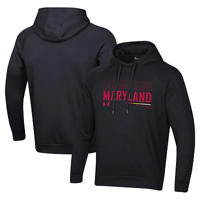 Men's Under Armour Black Maryland Terrapins 2024 Sideline Wordmark Rival Pullover Hoodie