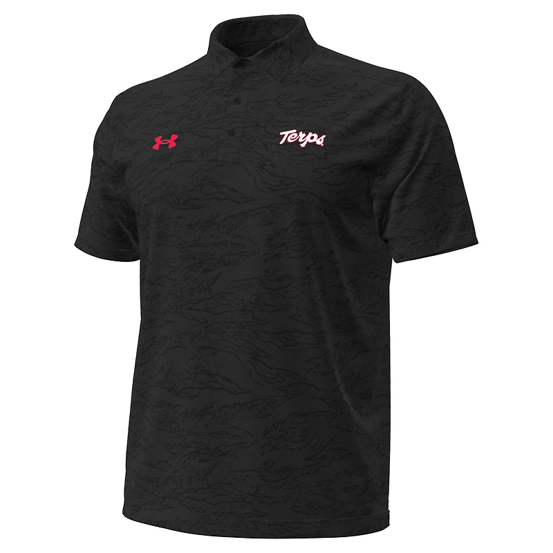Polo jacquard camouflage noir Maryland Terrapins Drive pour homme Under Armour