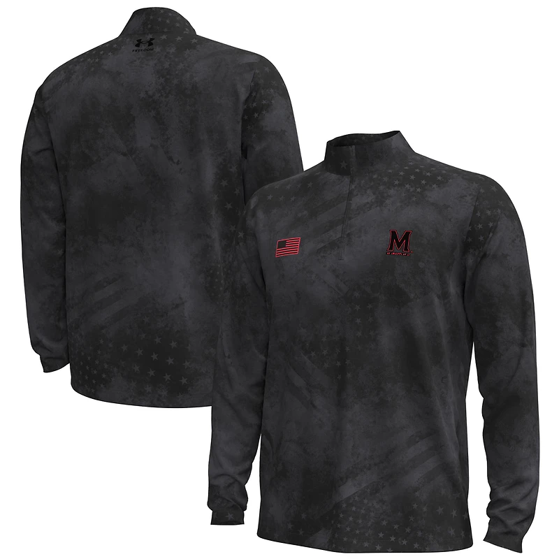 Haut demi-zippé ArmorFuse pour homme Under Armour, collection Freedom, Maryland Terrapins, noir
