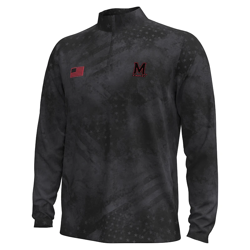 Haut demi-zippé ArmorFuse pour homme Under Armour, collection Freedom, Maryland Terrapins, noir