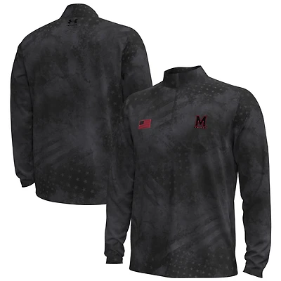 Haut demi-zippé ArmorFuse pour homme Under Armour, collection Freedom, Maryland Terrapins, noir