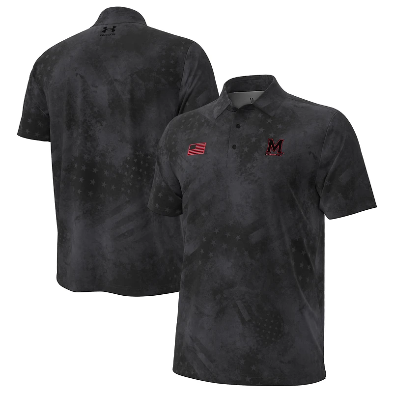 Polo ArmourFuse noir pour homme des Maryland Terrapins Freedom Collection Under Armour