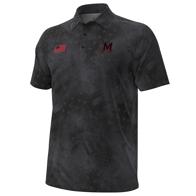 Polo ArmourFuse noir pour homme des Maryland Terrapins Freedom Collection Under Armour