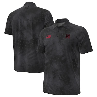 Polo ArmourFuse noir pour homme des Maryland Terrapins Freedom Collection Under Armour