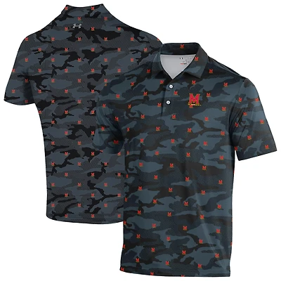 Polo Under Armour noir Maryland Terrapins Gameday Armourfuse pour homme