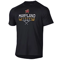 Men's Under Armour Black Maryland Terrapins Lacrosse Icon Raglan Performance T-Shirt