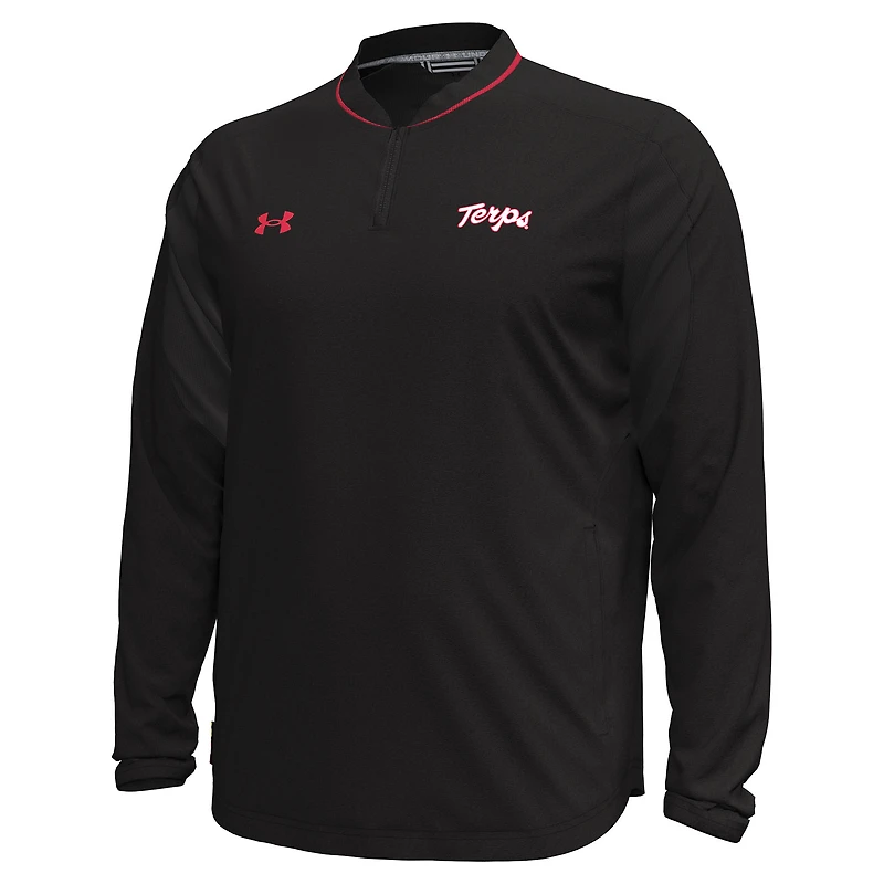 Veste à manches longues et quart de zip Under Armour Maryland Terrapins Motivate pour homme, noire