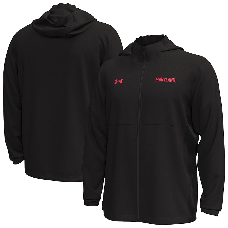 Veste à capuche zippée extensible Rival noire pour homme des Maryland Terrapins Under Armour