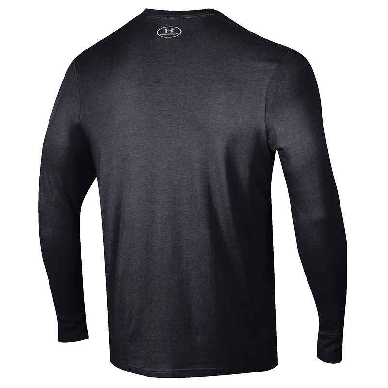 T-shirt de football Under Armour noir à manches longues pour homme, motif Arch Over Performance, Maryland Terrapins
