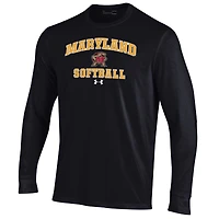 T-shirt de softball noir à manches longues Under Armour Maryland Terrapins pour homme