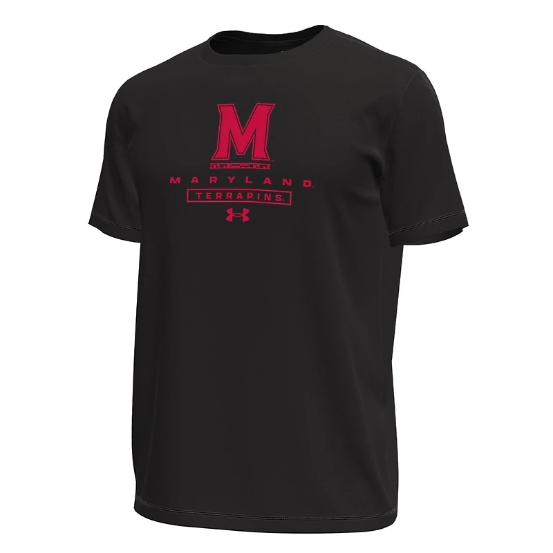 Men's Under Armour Black Maryland Terrapins Stack Stretch Performance T-Shirt