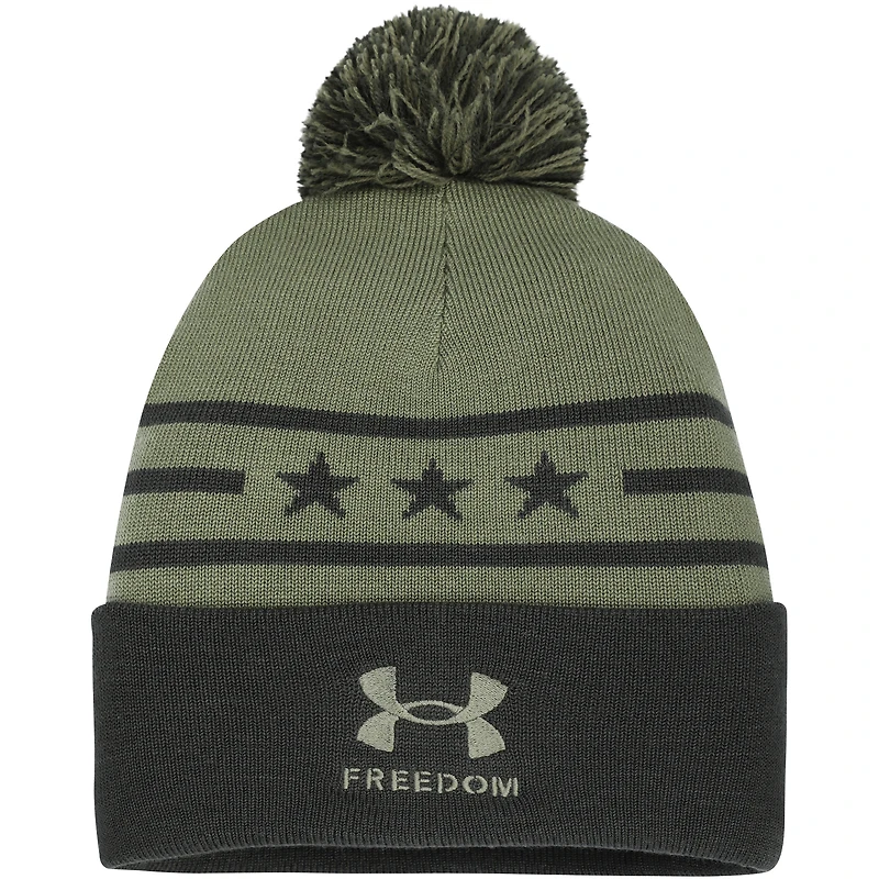 Men's Under Armour Forest Green Maryland Terrapins Freedom Collection Cuffed Knit Hat with Pom