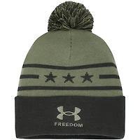 Men's Under Armour Forest Green Maryland Terrapins Freedom Collection Cuffed Knit Hat with Pom