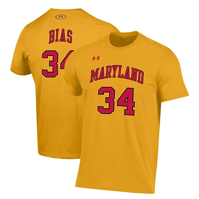 T-shirt Under Armour Gold Maryland Terrapins Len Bias Performance pour hommes