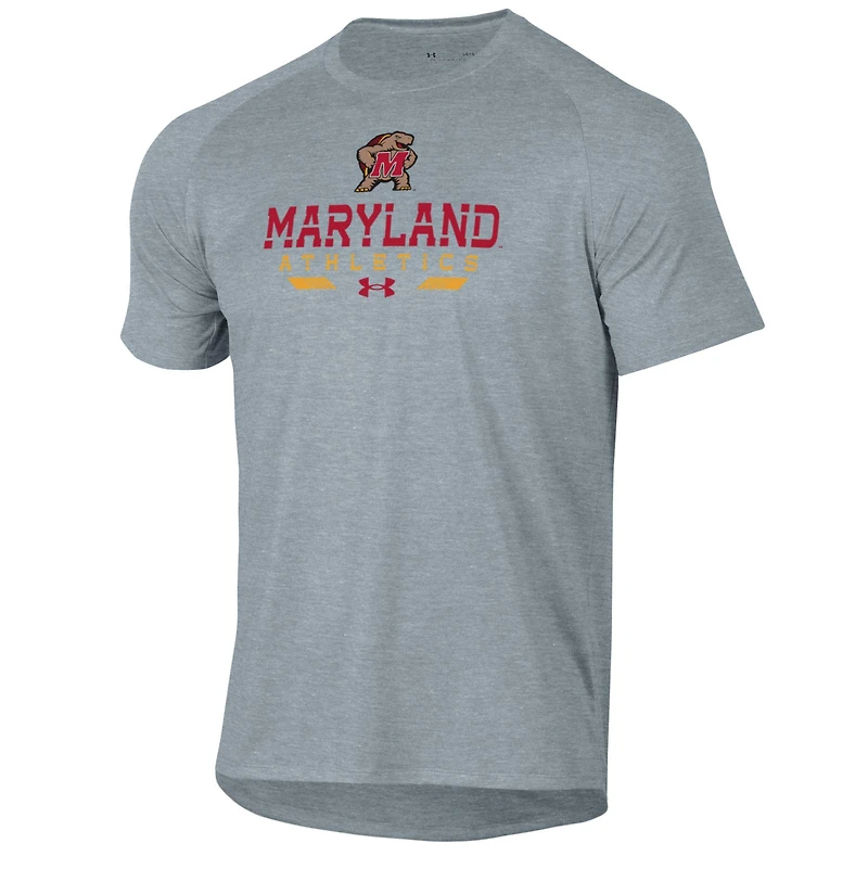 T-shirt technique Under Armour gris Maryland Terrapins Athletics pour homme