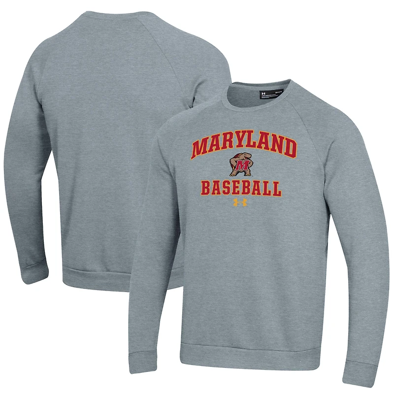 Men's Under Armour Gray Maryland Terrapins Baseball All Day Arch Fleece Pullover Sweatshirt