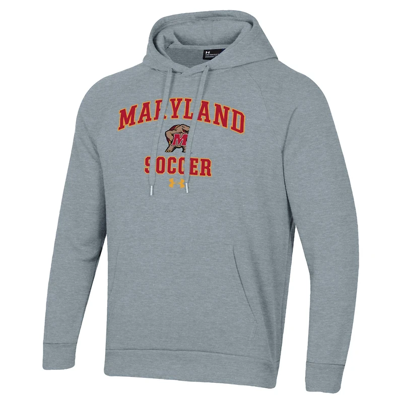 Men's Under Armour Gray Maryland Terrapins Soccer Arch Over Pullover Hoodie