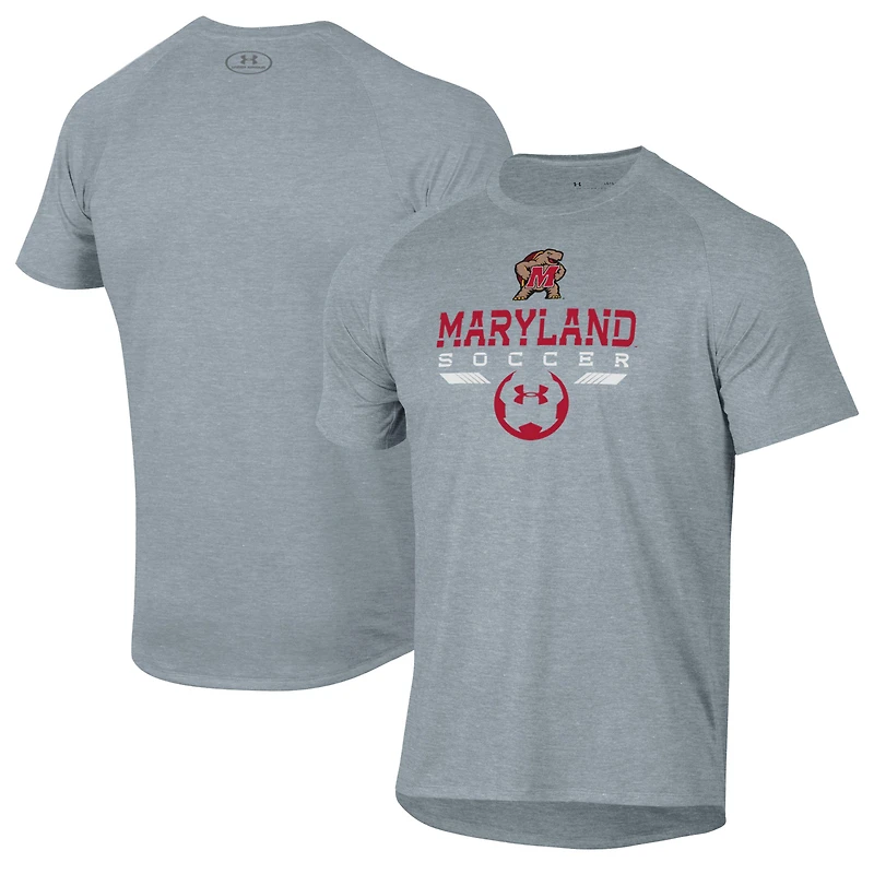 T-shirt technique Under Armour gris Maryland Terrapins Soccer Icon pour homme