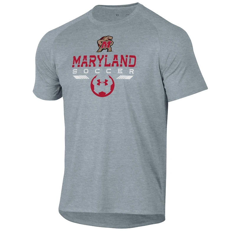 T-shirt technique Under Armour gris Maryland Terrapins Soccer Icon pour homme