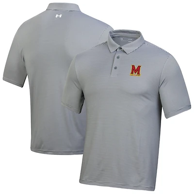 Men's Under Armour Gray Maryland Terrapins T2 Green Bridge Stripe Polo