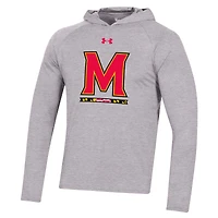 Under Armour Heather Grey Maryland Terrapins School Logo Raglan T-shirt à manches longues pour homme Performance