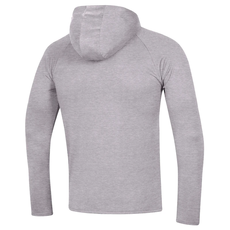 Under Armour Heather Grey Maryland Terrapins School Logo Raglan T-shirt à manches longues pour homme Performance