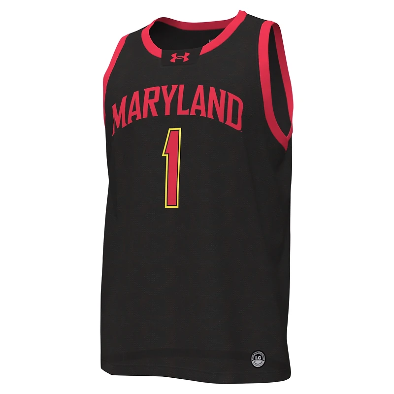 Maillot de basket-ball réplique Under Armour #1 Maryland Terrapins noir pour homme