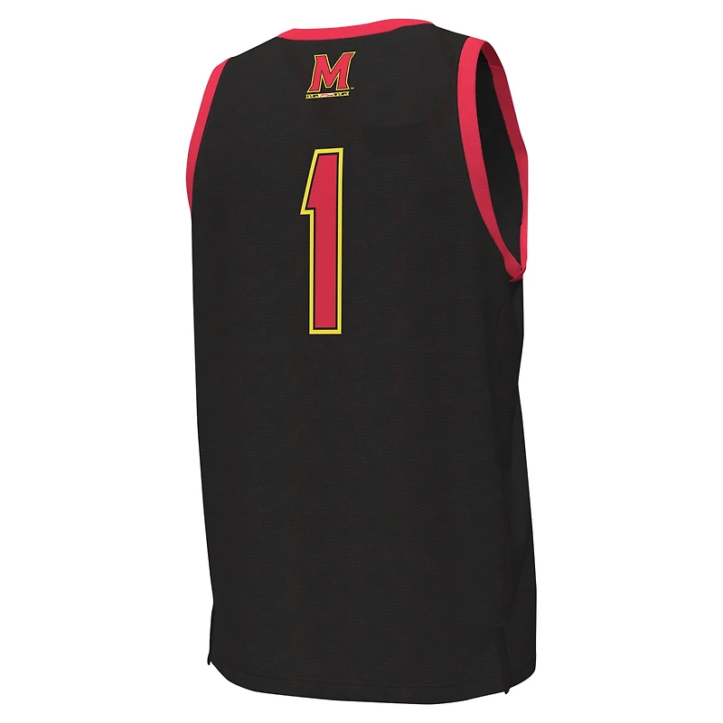 Maillot de basket-ball réplique Under Armour #1 Maryland Terrapins noir pour homme