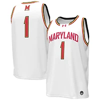 Maillot de basket-ball réplique blanc n°1 des Maryland Terrapins pour homme Under Armour