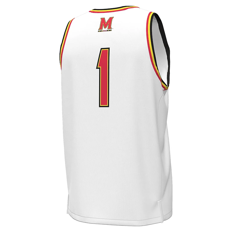 Maillot de basket-ball réplique blanc n°1 des Maryland Terrapins pour homme Under Armour