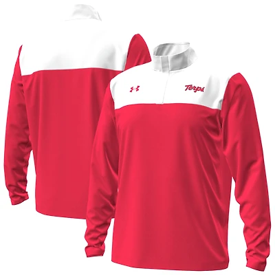 Pull Under Armour rouge/blanc Maryland Terrapins à fermeture éclair quart de tour pour homme