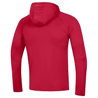 Men's Under Armour Red Maryland Terrapins 2023 Sideline Tech Hooded Raglan Long Sleeve T-Shirt