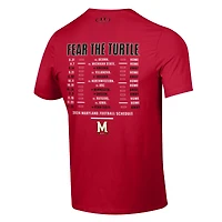 T-shirt de performance pour homme Under Armour Red Maryland Terrapins 2024 Football Schedule