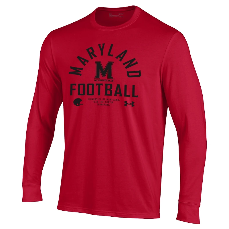 Men's Under Armour Red Maryland Terrapins 2025 Sideline Football Performance Long Sleeve T-Shirt
