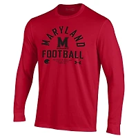 Men's Under Armour Red Maryland Terrapins 2025 Sideline Football Performance Long Sleeve T-Shirt