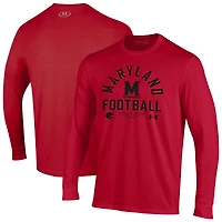 T-shirt de football américain à manches longues Under Armour rouge Maryland Terrapins 2025 pour homme